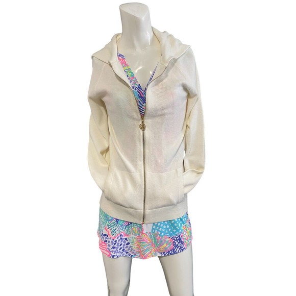 Lilly Pulitzer Women's Josephine Full Zip Hoodie Jacket Cream Size Large - Picture 6 of 12